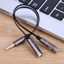 3.5mm Stereo Audio Male to 2 Female Headphone Mic Y Splitter Cable Adapter
