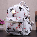 Women Backpack High Quality Floral Printing PU Leather Backpack(white) SN9F