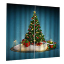Christmas Curtains, Happy New Year Christmas Tree and Lights Print, Living Room