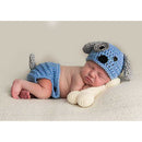 Cute Baby Hat Pants & Bone Set Crochet Knit Dog Costume Photo Photography Prop