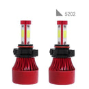 4 Sides LED Cool White Headlights COB Chips Bulbs Lamps Conversion Kits 6500K