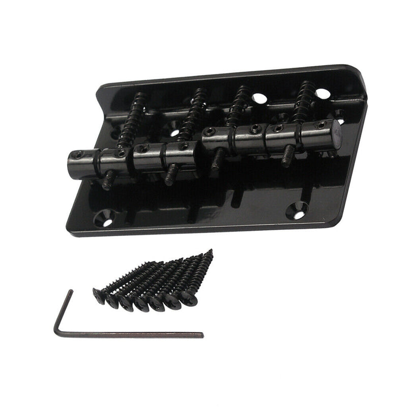 1 Set 4 Strings Electric Bass Bridge Tailpiece Hardtail Luthier Supply - Black