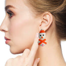 Lovely Snowman Drop Earrings Christmas Pendant Ear Studs Jewelry (Orange) A
