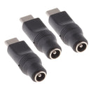 3Pcs DC Power Adapter Type-C USB Male to 5.5x2.1mm Female Plug for Laptop