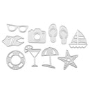 10pcs Summer Beach Holiday Series Cutting Die Stencil Scrapbooking Template