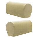 Set of 4 Pcs Elastic Flannel Sofa Furniture Armrest Covers Gray & Beige