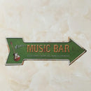 Music BAR Arrow Shaped Cast Iron Metal Sign Pub Bar Wall Decor Plaque Board