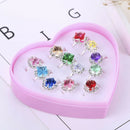 12pcs/Set Girls Kids Child Diamate Adjustable Rings Crystal Rings Jewelry Party