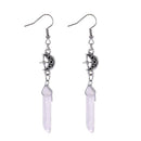 Boho Clear Quartz Moon Earrings Natural Stones Celestial Women Jewelry