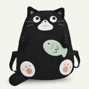Fashion Cat Print Travel Backpacks Women Canvas Shoulder Top-handle Bags