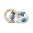 Nursing Bracelets Wooden Ring Baby Teether Silicone Chew Beads Toys (Blue) A