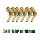 6pcs 3/8'' BSP To 10mm Brass 90Degree Male Elbow Barb Hose Tail Pipe Gas Fitting