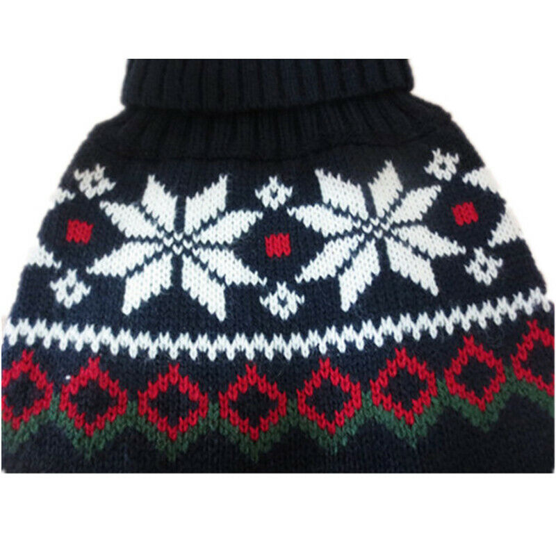 Puppy Pet Dogs Christmas Snowflake Winter Knit Acrylic Sweater Constume S b P6J5
