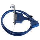 2Port USB3.0 Female to PC Motherboard 20pin Flat Cable 1.5ft with PCI Bracke