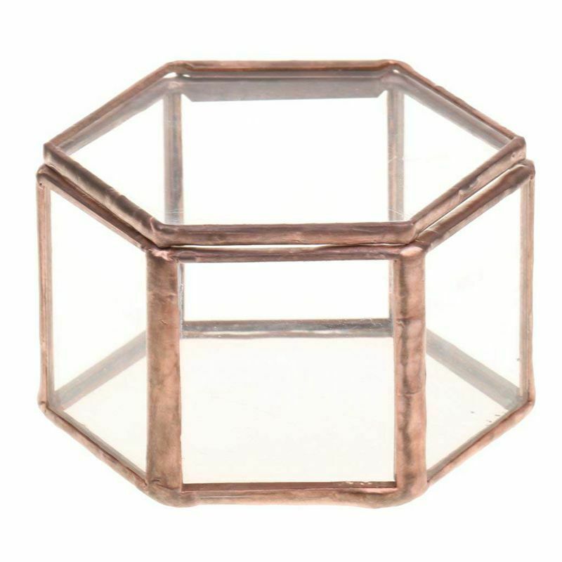 Geometric Glass Terrarium Box Jewelry Box Glass Succulent Plant Pot Deco He