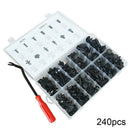 240Pc Car Body Plastic Push Pin Rivet Fasteners Trim Moulding Clips Screwdriver