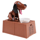 Brown&Black Dog Eating Coins Machine Piggy Bank Money Saving Box Container