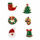 6pcs Christmas Tree Snowflake Bell Stocking Enamel Brooch Pin Badges for Cl J1L5