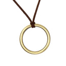 Women Ethnic Bronze Hollow Alloy Circle Pendant Sweater Necklace Jewelry