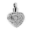 Full Crystal Heart Cremation Pendant Keepsake Ash Holder Necklace Jewelry