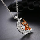Crystal Moon Pendant Necklace Zircon Pet Dog Choker for Women Jewelry Gift