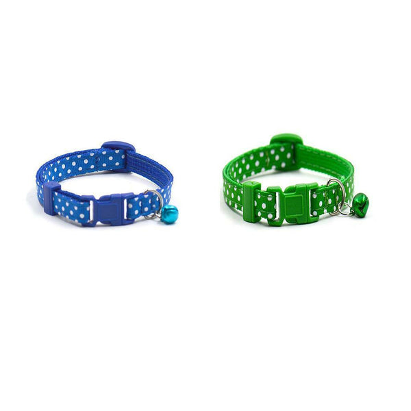 2x Adjustable Puppy Dog Kitten Cat Safety Collar Neck Buckle Strap with Bell