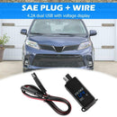 Waterproof Car Motorcycle SAE to Dual USB Charger Adapter with Voltmeter