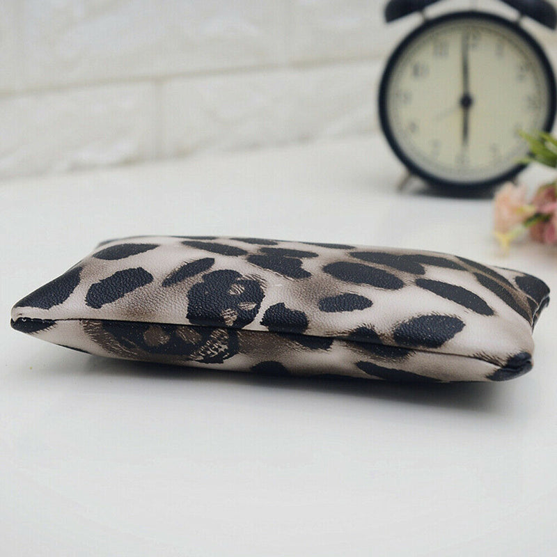 Women PU Leather Clutch Bags Leopard Printed Female Girl Money Coin Purse Zipper