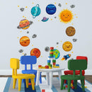 Cute Cartoon Planets Removable Wall Stickers Waterproof Kids Bedroom Decals