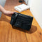 Retro Messenger Bags Women Crocodile Leather Small Shoulder Handbag (Black)