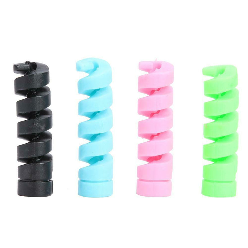 4pcs Spiral USB Data Cable Protective Covers Silicone Charging Wire Cases