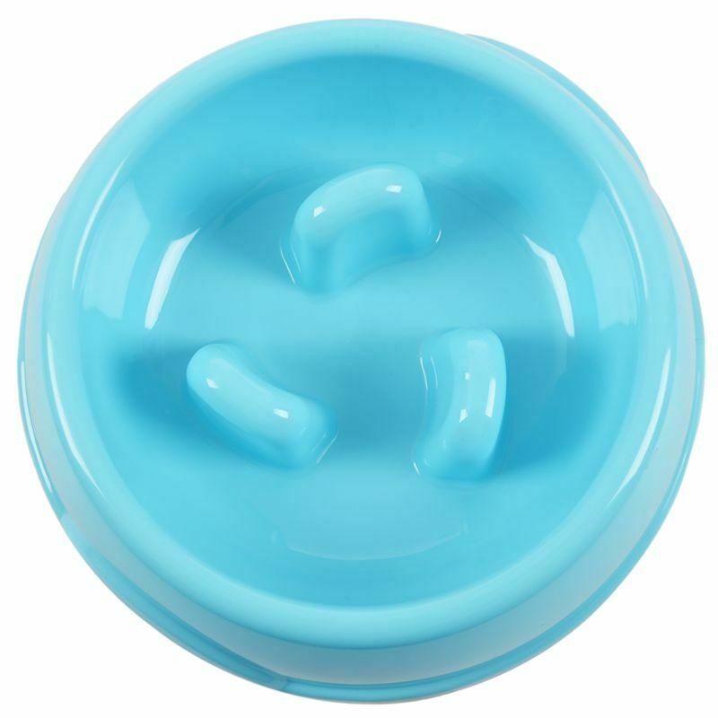 Puppy Dog Slow Down Eating Feeder Dish Pet Dog Feeding Food Bowl Blue V5H7