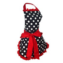 2 Piece Cotton Kitchen Apron Women Housewife Apron Adjustable Bowknot Dots