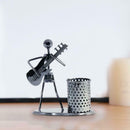 Metal Pen Holder Guitarist Design Pencil Pot Stationery Storage Box Table Decor