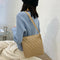 Women Lattice Pattern Shoulder Underarm Bags PU Portable Handbag (Khaki)