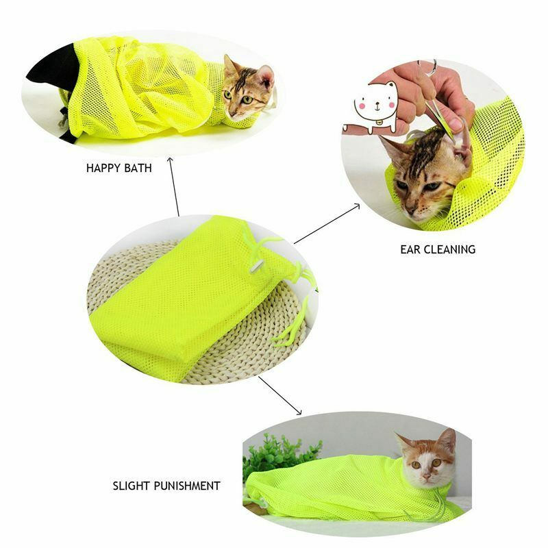 Pet Cat Grooming Washing Bath Bag, Scratching Biting Restraint Polyester Me