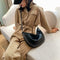 Women PU Leather Semicircle Shoulder Crossbody Sling Bag Rivet Messenger Handbag