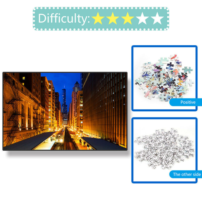 75 X 50cm 1000 Pieces Paper Jigsaw Puzzles Lighting Street Assembling Craft