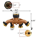 4 Way Brass Garden Hose Splitter Heavy Duty Garden Tap Hose Adapter Nozzle  H6O7