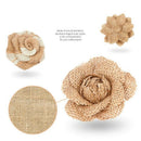 24Pcs Burlap Flowers,8 Styles Natural Handmade Rustic Rose Flower Bowknot W