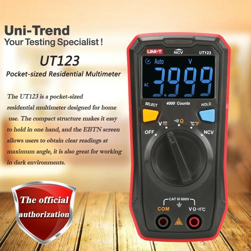 Uni-T Ut123 Pocket-Sized Residential Multimeter; Handheld Digital Multimete M8I3