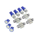 11 Pieces Universal Blue Car LED Wedge Light T10 & 31mm Map Dome Light Lamp