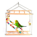 Parrots Toys Bird Swing Exercise Climbing Hanging Ladder Bridge Wooden RainbB9E2