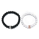 2x King Queen Crown 8mm Beads Bracelets His And Her Friendship Couple Bracelet