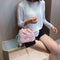 Flower Decor Drawstring Shoulder Bags Women Crossbody Tassel Bag (Pink)