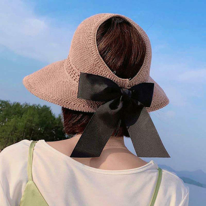 Women Fashion Summer Round Foldablet Sunscreen Ultraviolet Beach Straw Hat