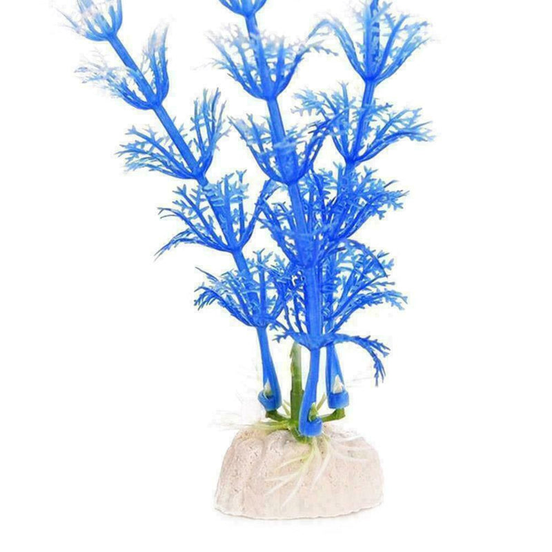 Aquarium Fish Tank Plastic Plant Tree Decoration Long Blue White P7M3 Water K0H7