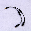 3.5mm stereo headphone audio male to 2 female y splitter cable w/volume&cont Hn