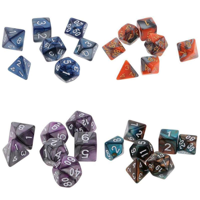 28Pcs Two Colors Polyhedral Dice for D&D DND RPG MTG Table Game Tabletop Set