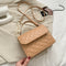 Lattice Women Messenger Bag Small Square Shoulder Crossbody Handbag (Khaki)